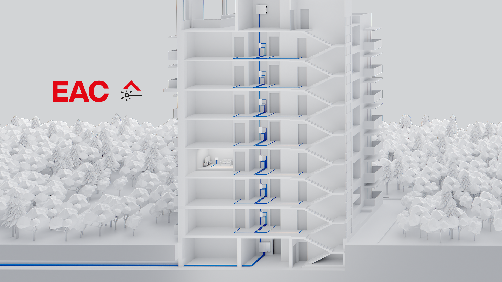 FIBRAIN Easy Access Cable system.             A complete solution for a multi-storey building.