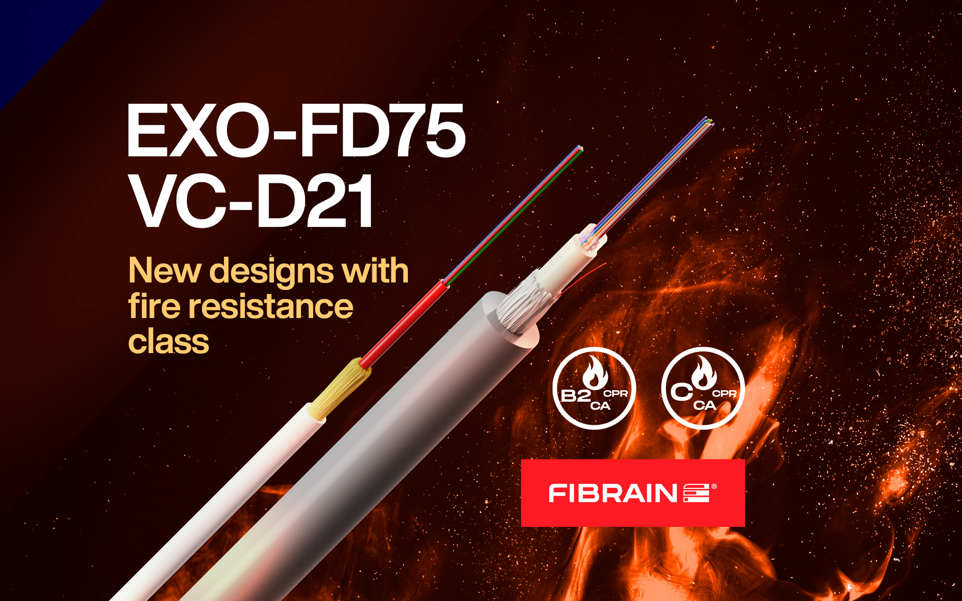FIBRAIN cable new designs with fire resistance class!